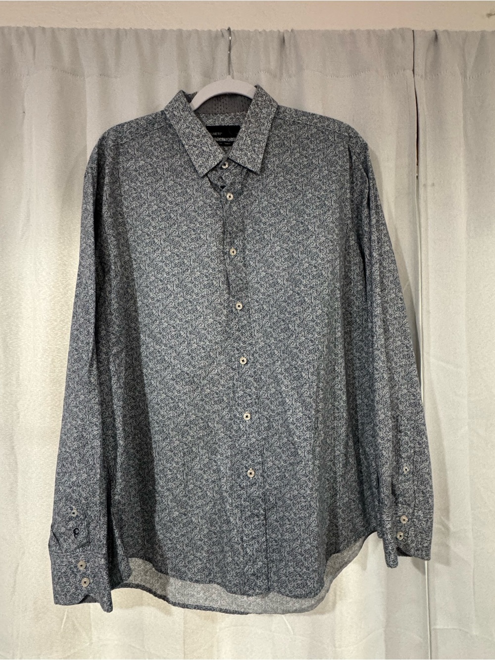 Others Follow Men's Gray Micro-Pattern Button-Up Shirt